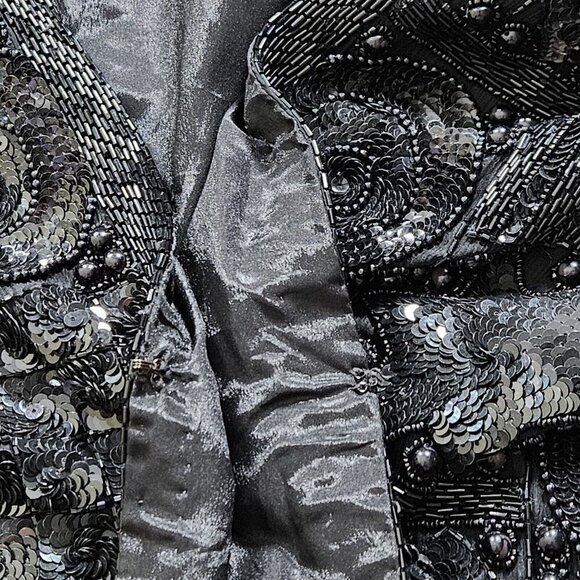 Joan Leslie Talbots Jacket Womens L Petite Black Top Sequins Beads Silk LS Vtg - Picture 14 of 16